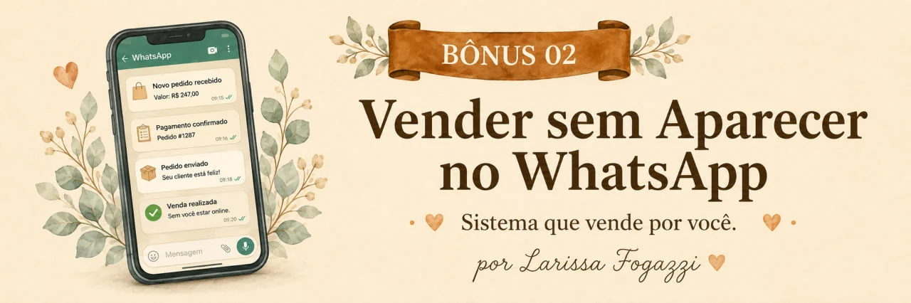 Mockup do Bônus 02: Vender sem Aparecer no WhatsApp