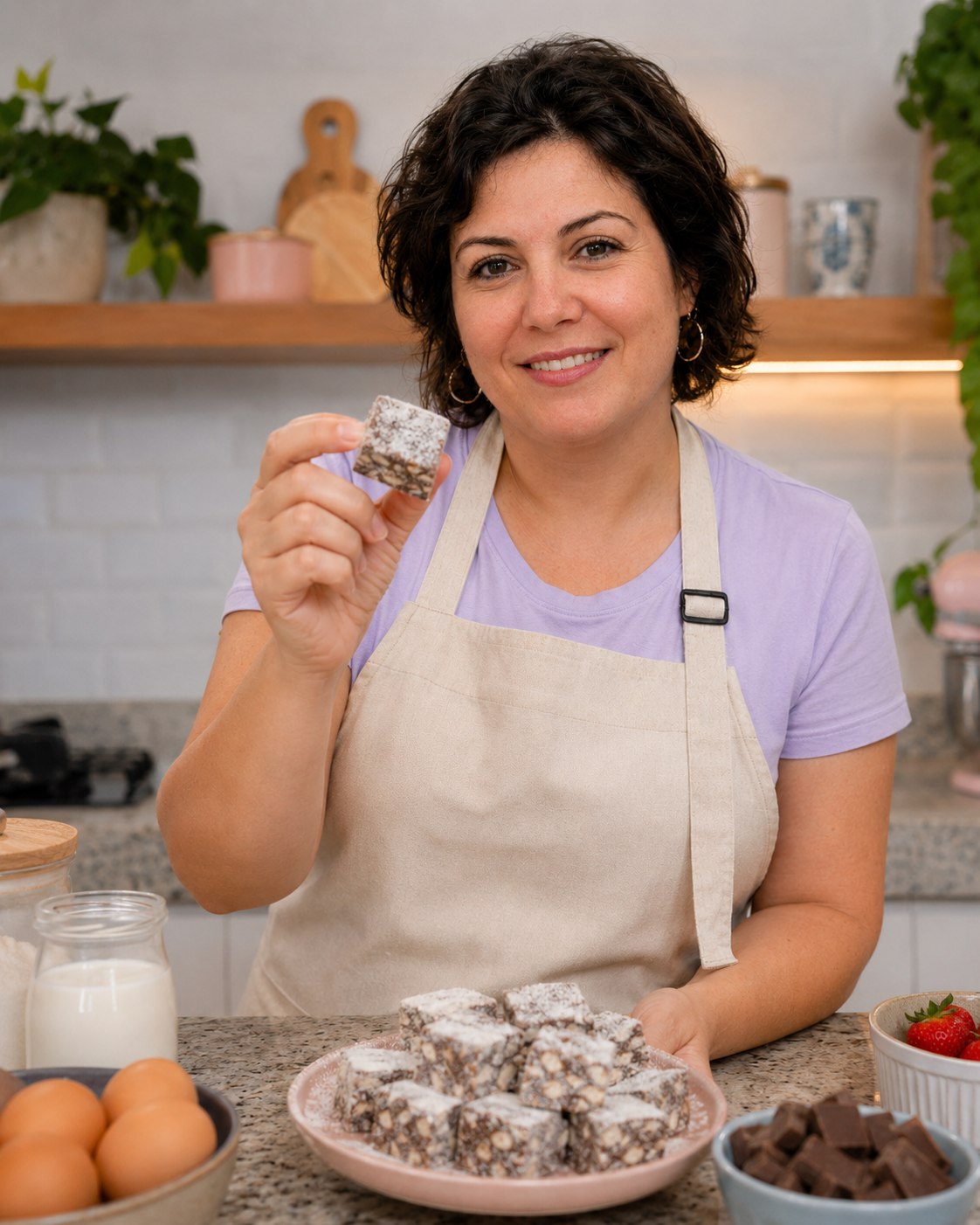 Larissa Fogazzi segurando uma palha italiana