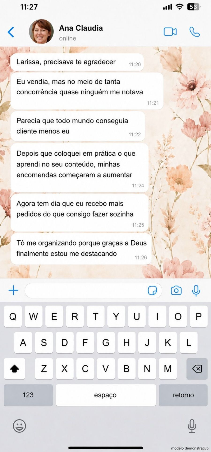 Print de conversa da aluna Ana Claudia
